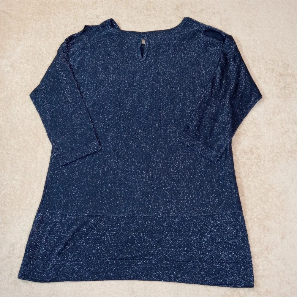 Soft Surroundings Tunic Round Neck Glitter Style Top Navy Blue Medium - Picture 2 of 11